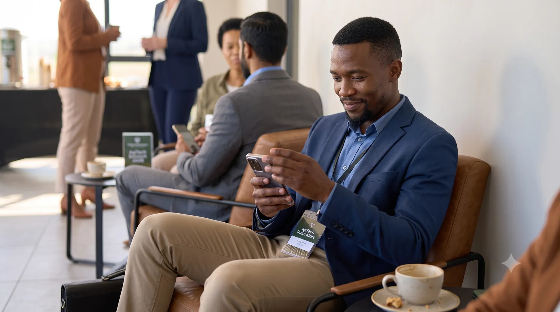 Professional discreetly checking phone during a break